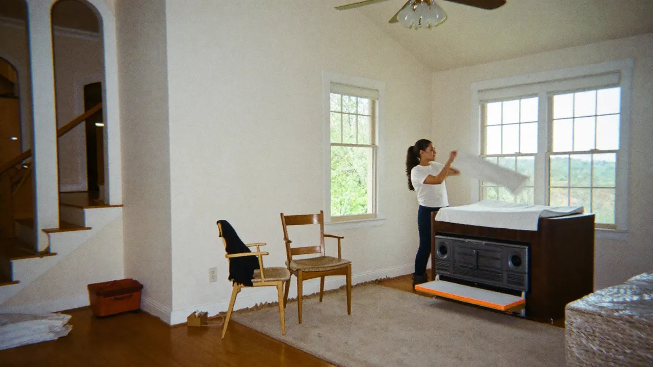 Homeowner clearing ornaments from a windowsill before fitting day