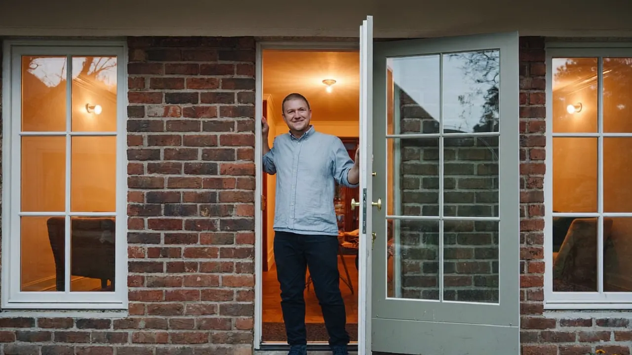 Homeowner inspecting a finished window and testing the seal at home