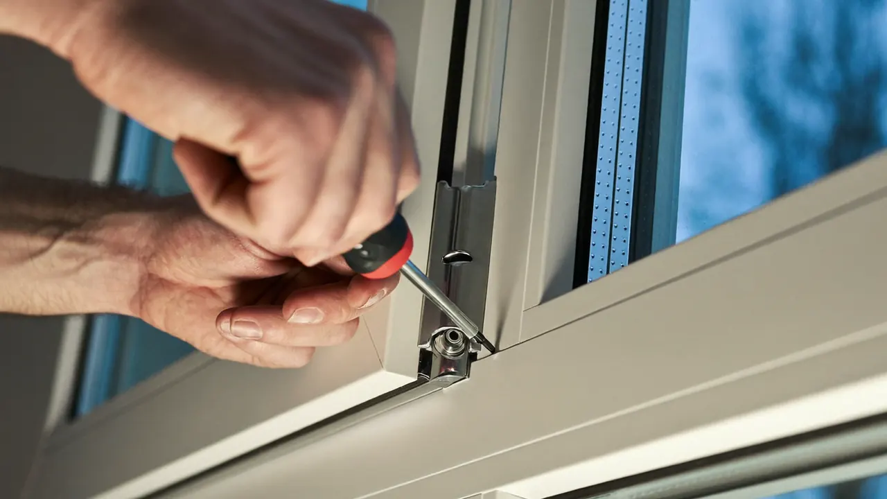 Surveyor measuring a window opening with a laser tool inside a UK home